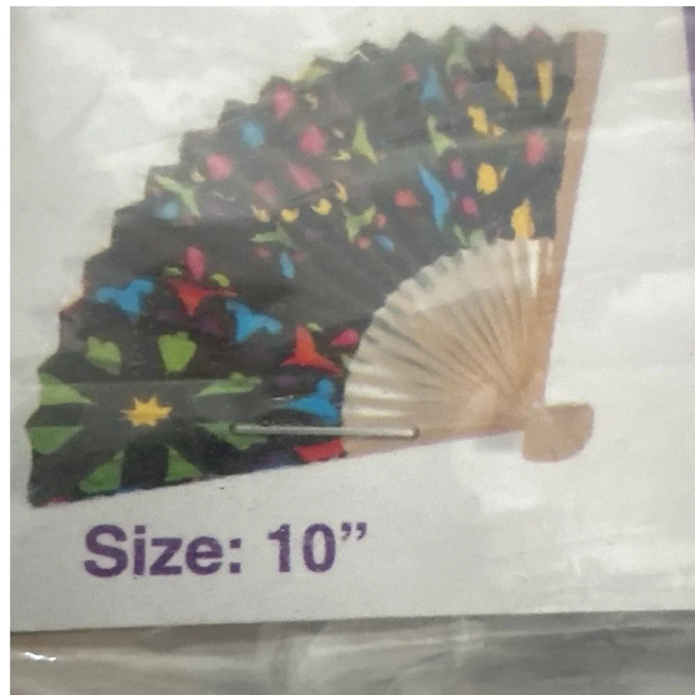 Day of the Dead Folding Fans 12 Pack Black‎ Multi Wood 10